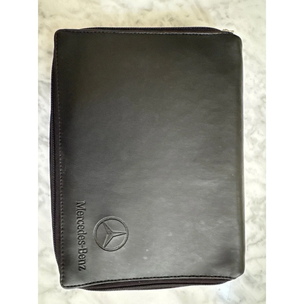 Mercedes-Benz Black Leather Zippered Travel Case Document Organizer Pouch 9.5x7